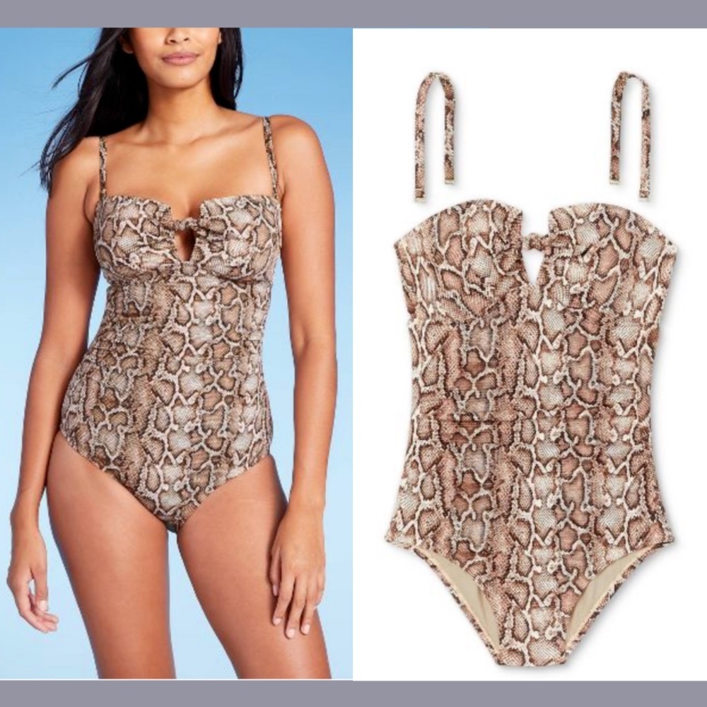 NWT Kona Sol [ Medium ] Textured Pique Tie-Front One Piece‎ Swimsuit